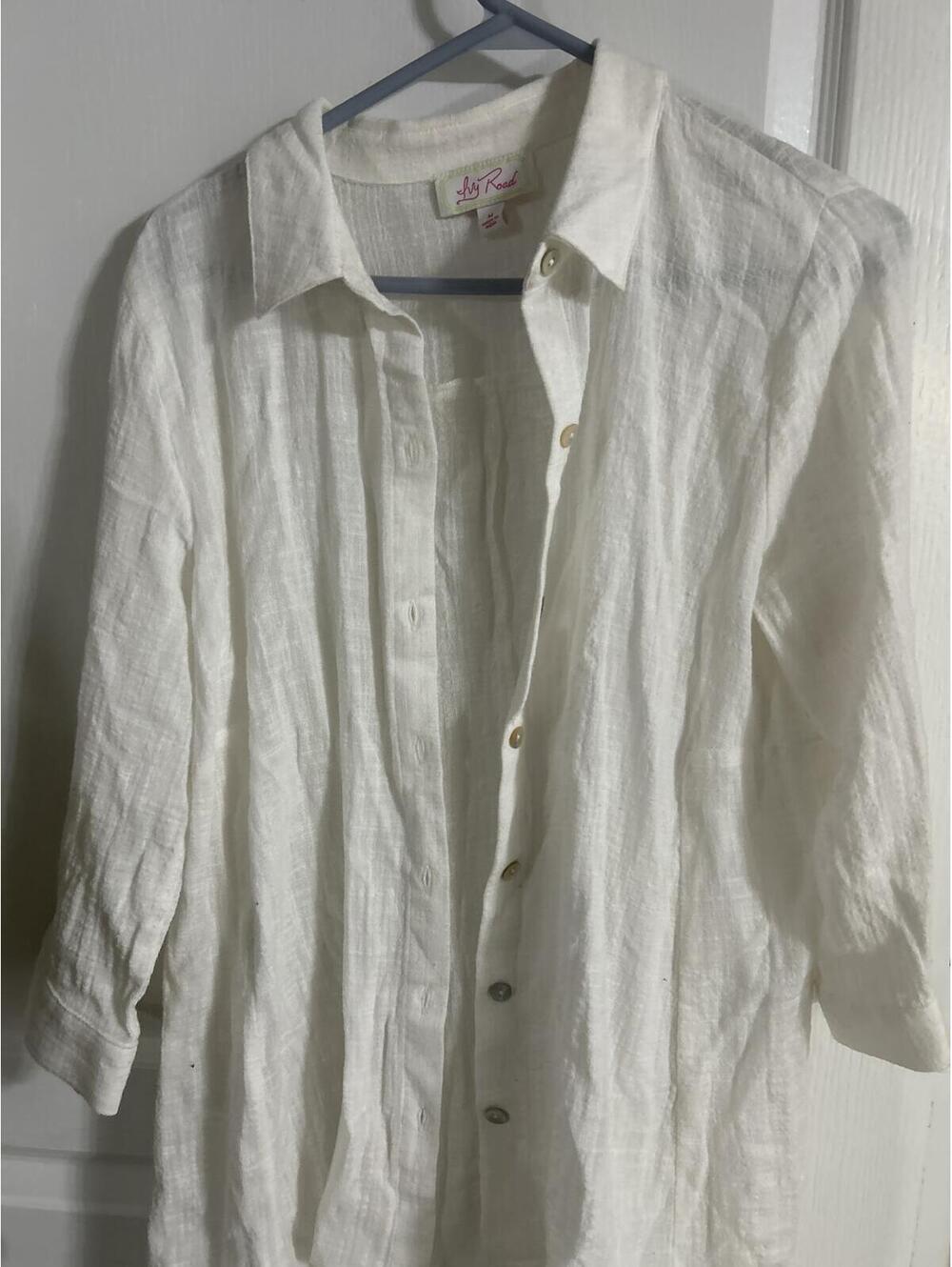Ivy Road Cream Linen Button-Front Tunic Shirt